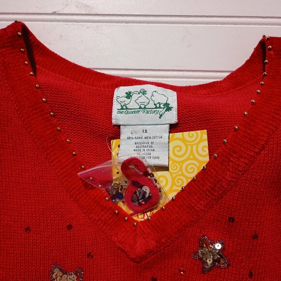 THE QUACKER FACTORY Sweater Womens 1X Red Patriotic Christmas American Flag NWT - Picture 14 of 15